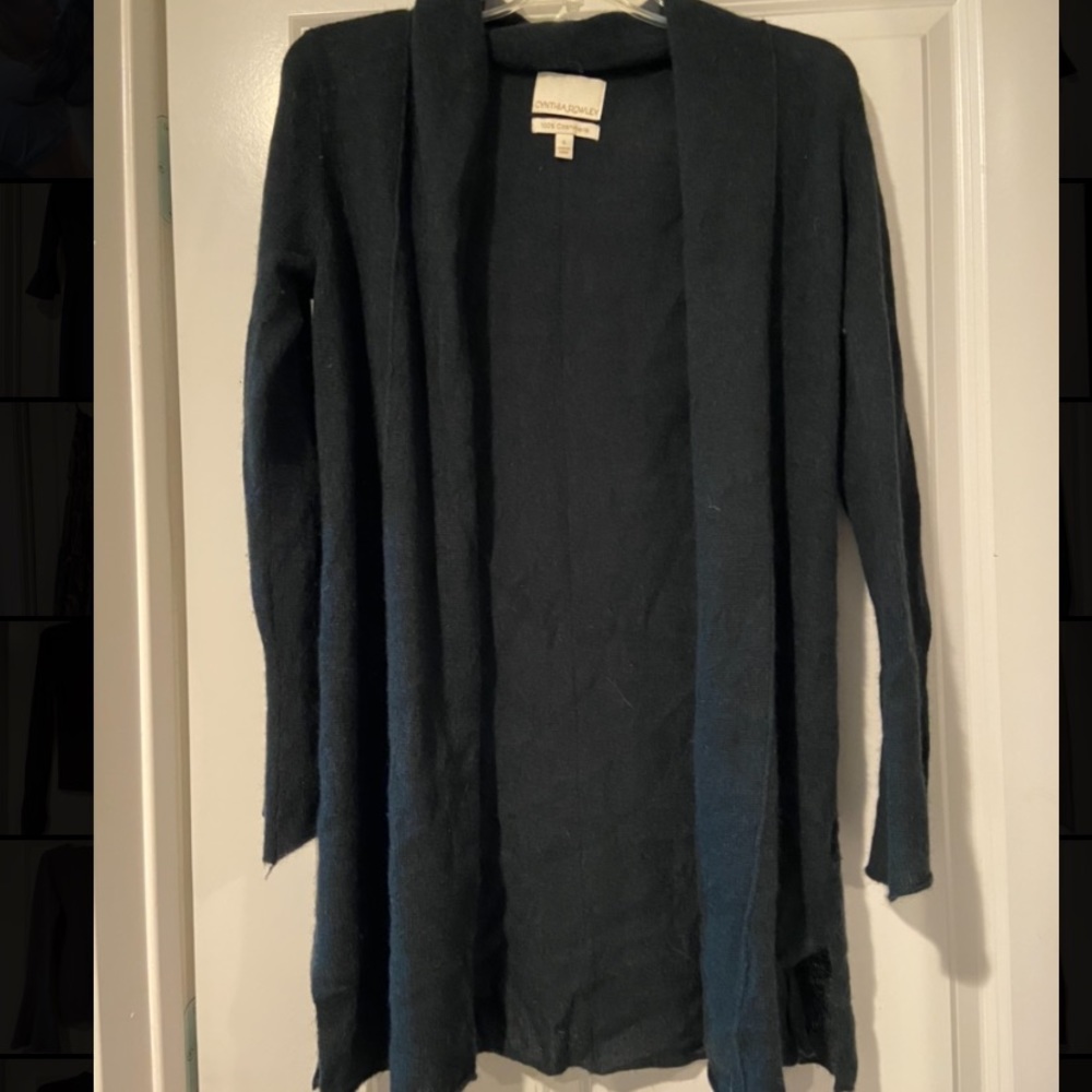 Cynthia Rowley 100% cashmere green cardigan size small
